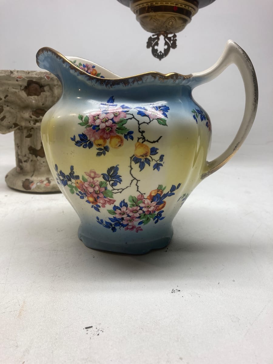 Floral pottery water pitcher 