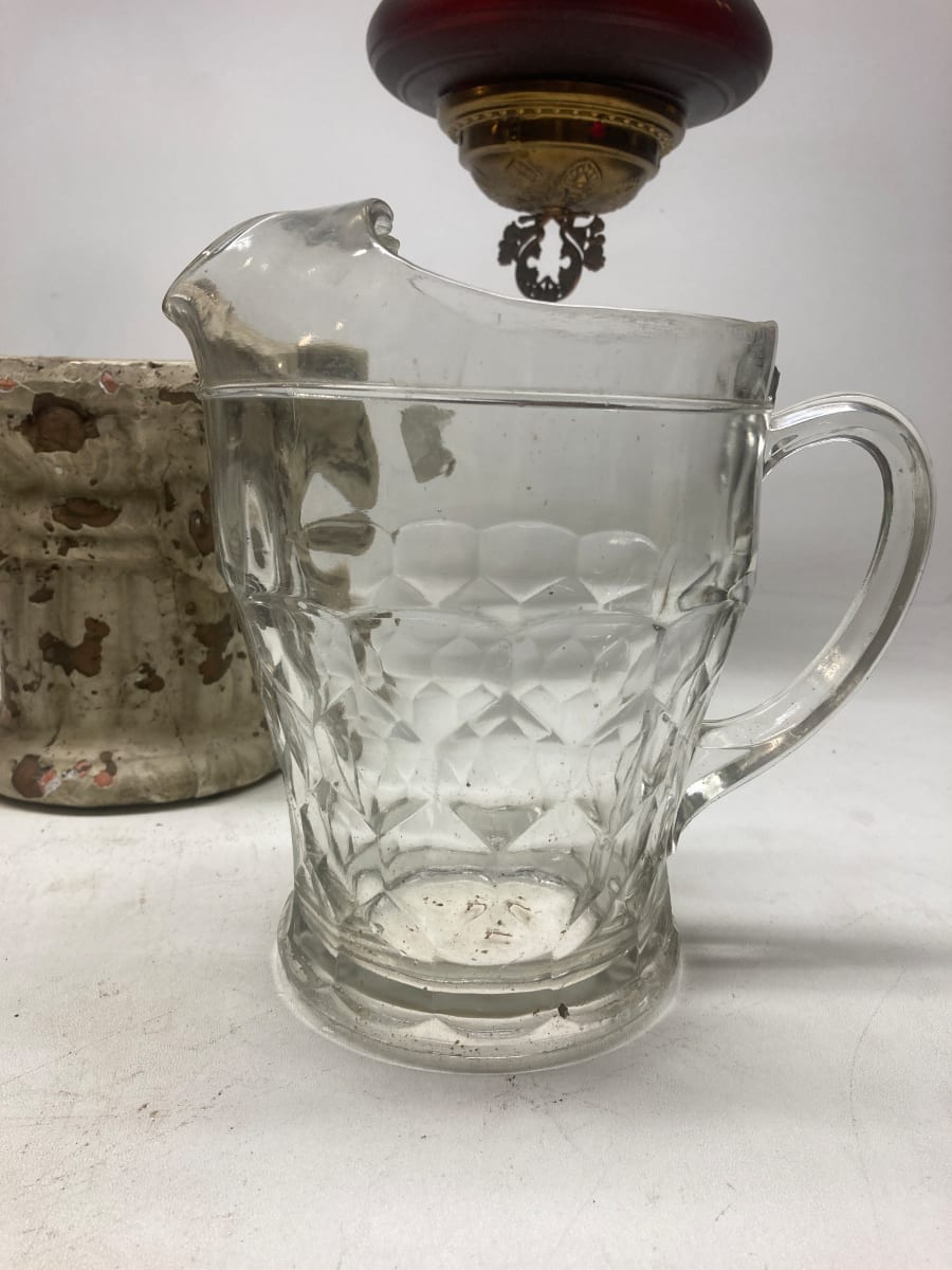 Clear glass water pitcher 