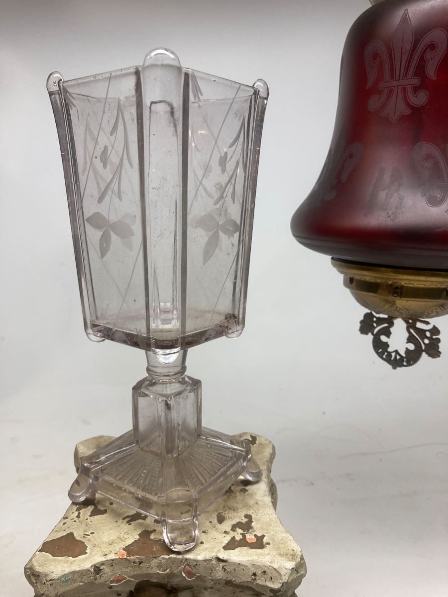 EAPG clear glass square vase 
