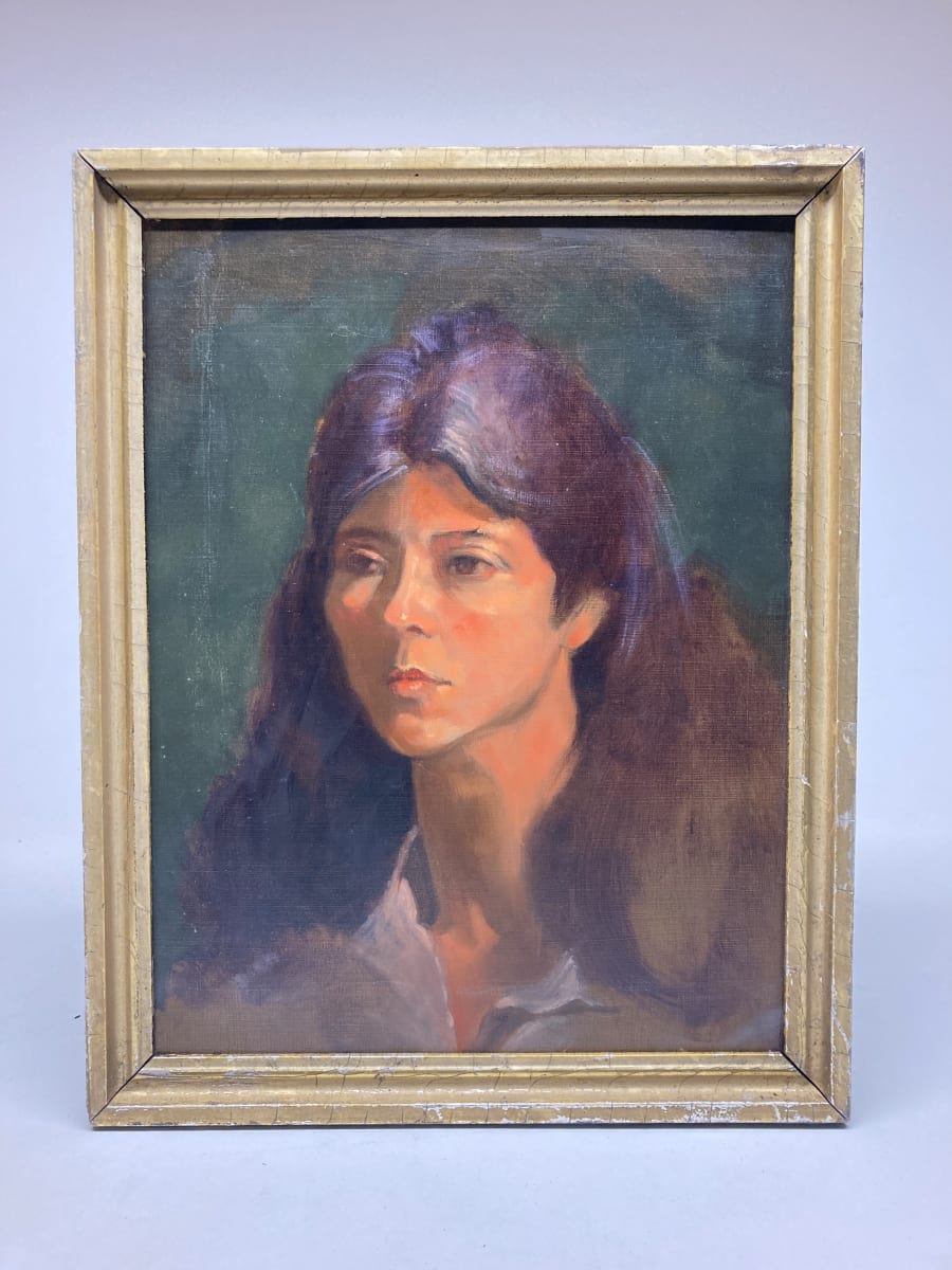 framed portrait of young girl with brown hair 