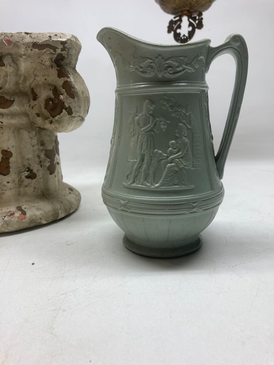 molded pottery Victorian water pitcher 