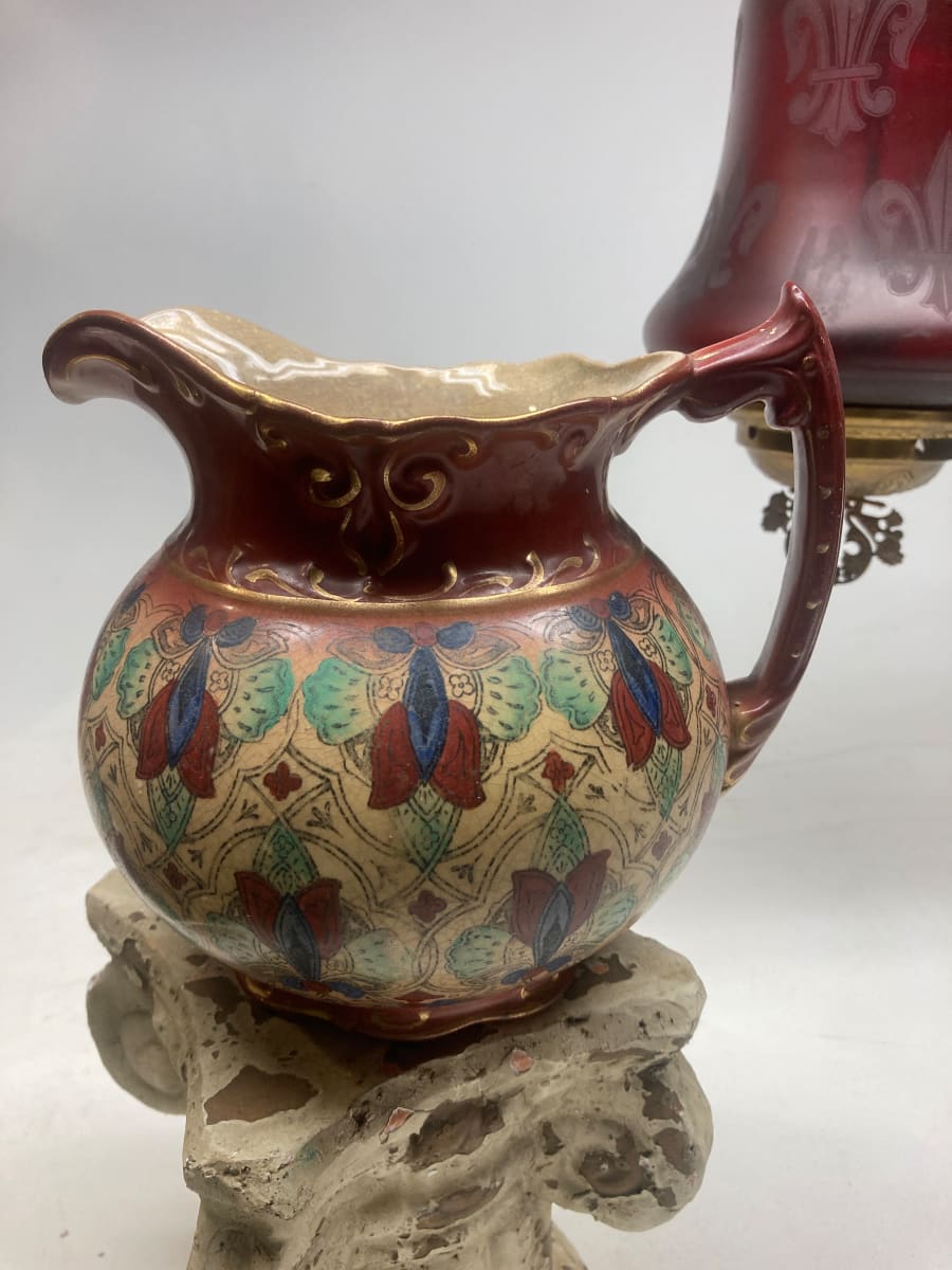 hand painted victorian water pitcher 