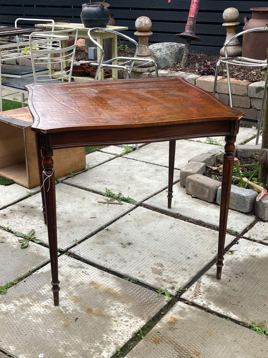 leather top mahogany game table 