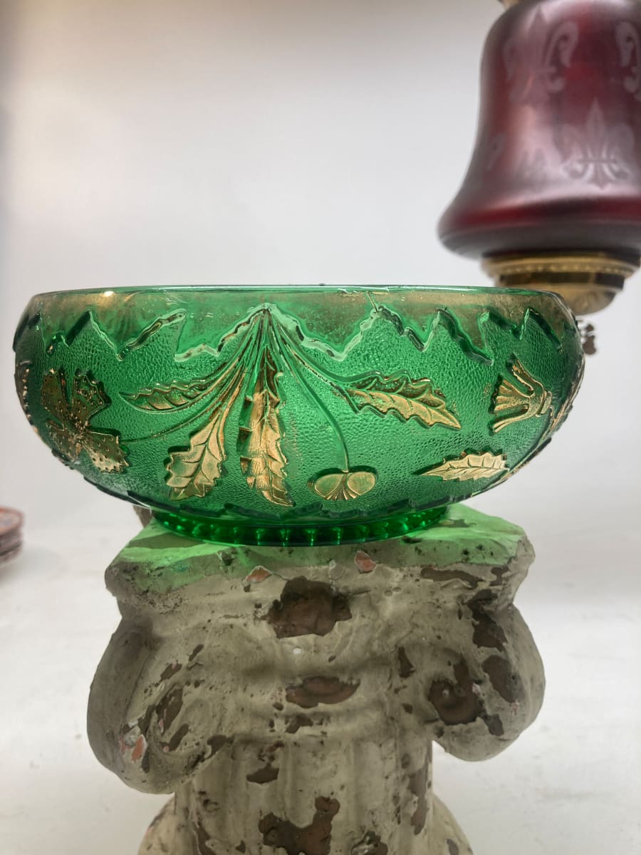 emerald green and gold Delaware bowl, Image 3.