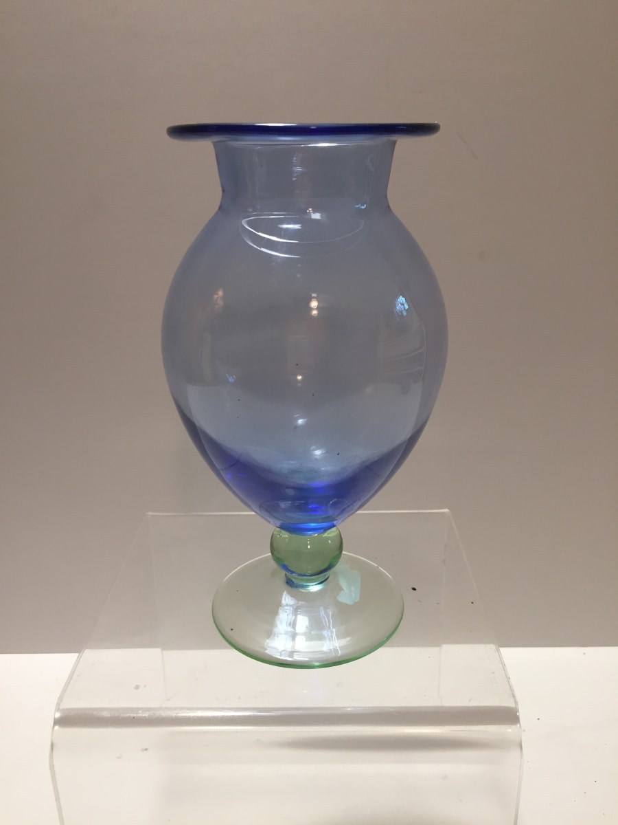 blue and green art glass vase 
