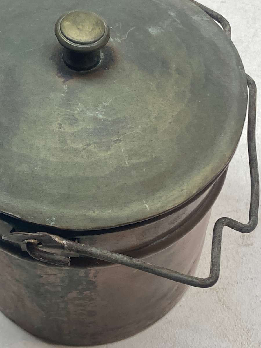 Small covered copper canister 