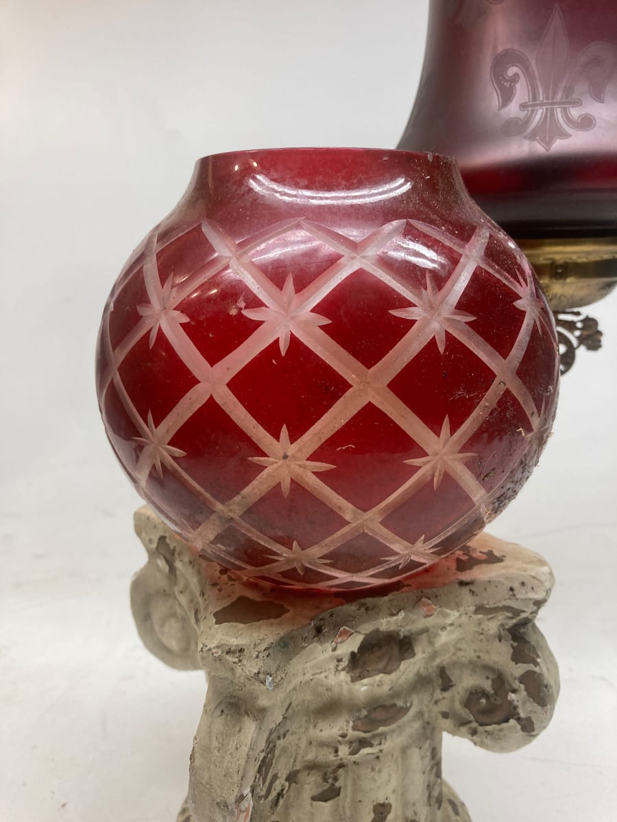 Ruby cut to clear vase 