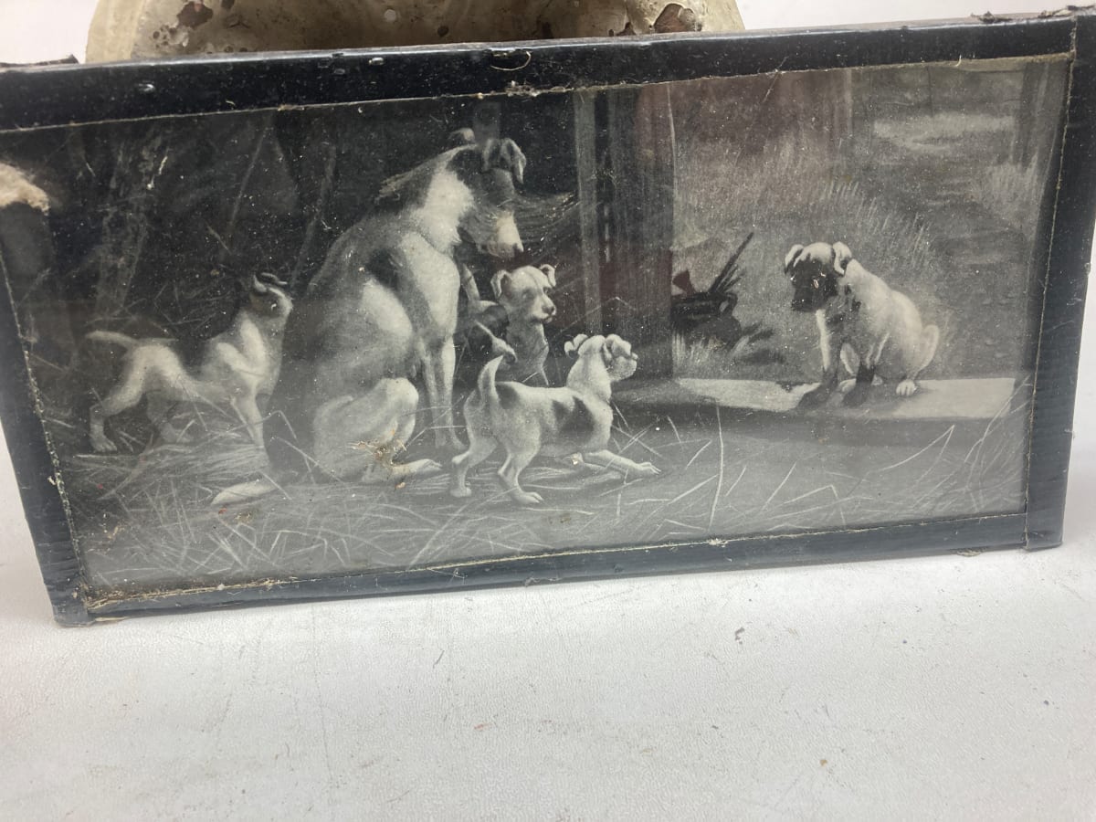 Framed vintage dog lithograph 