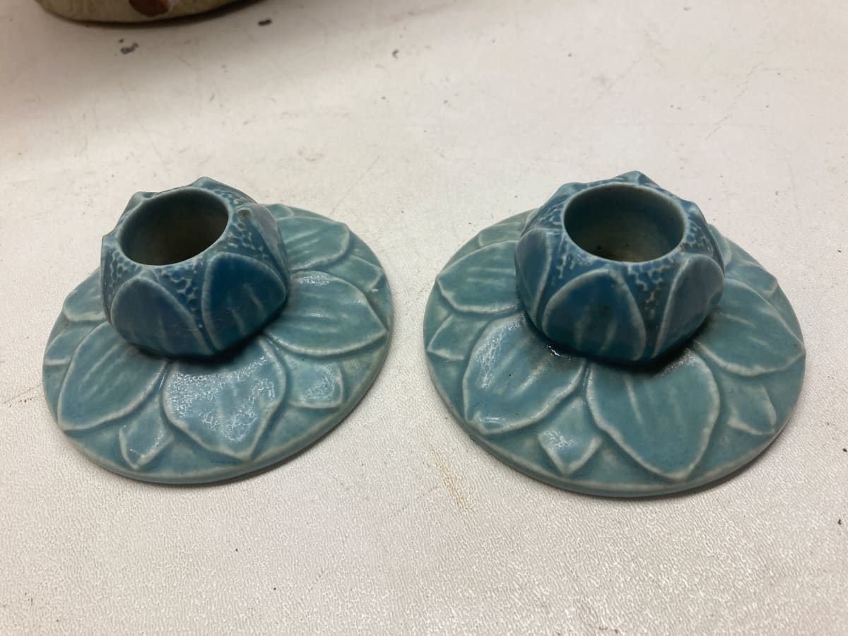 Rookwood flower candlesticks, Image 2.