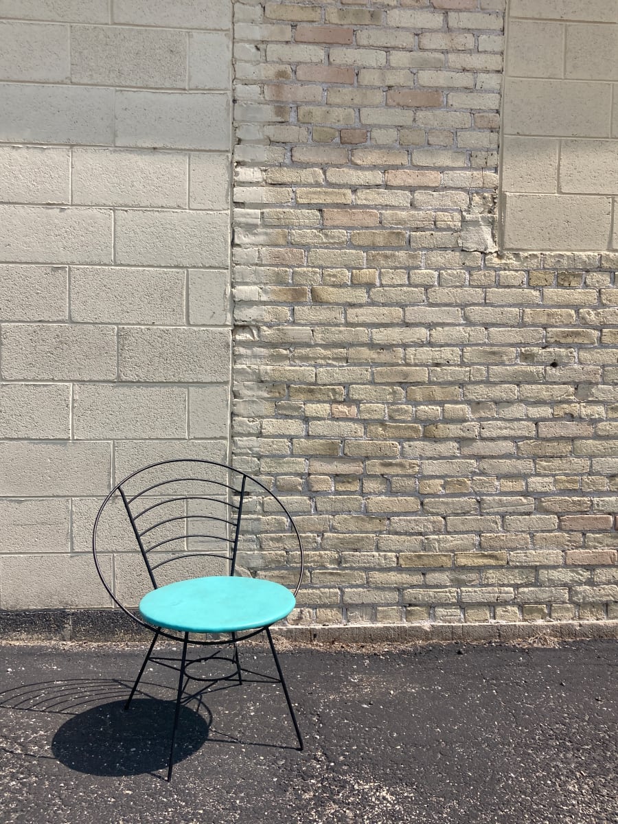 Black mcm metal hoop chair 