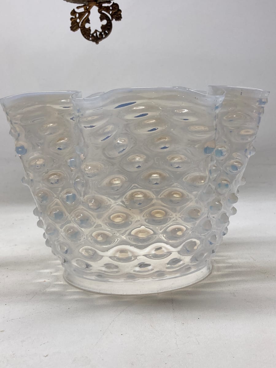 White glass hobnail gas light shade 