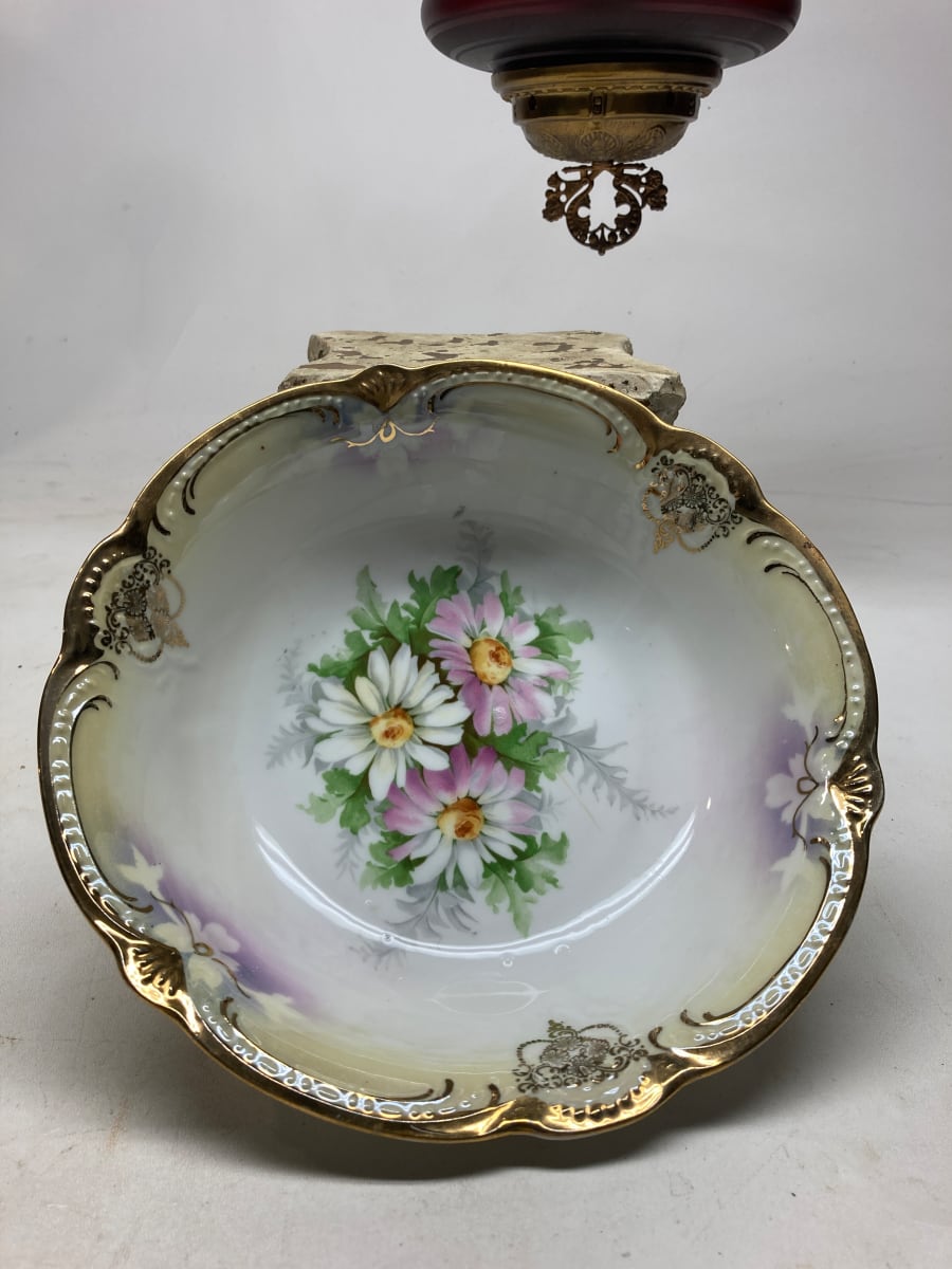 Hand decorated serving bowl 