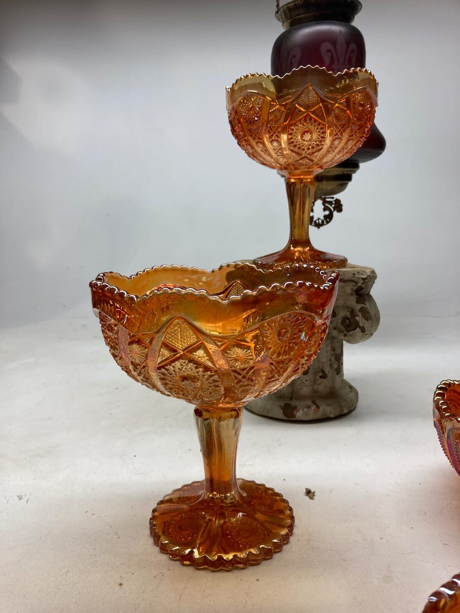 Carnival glass compote 