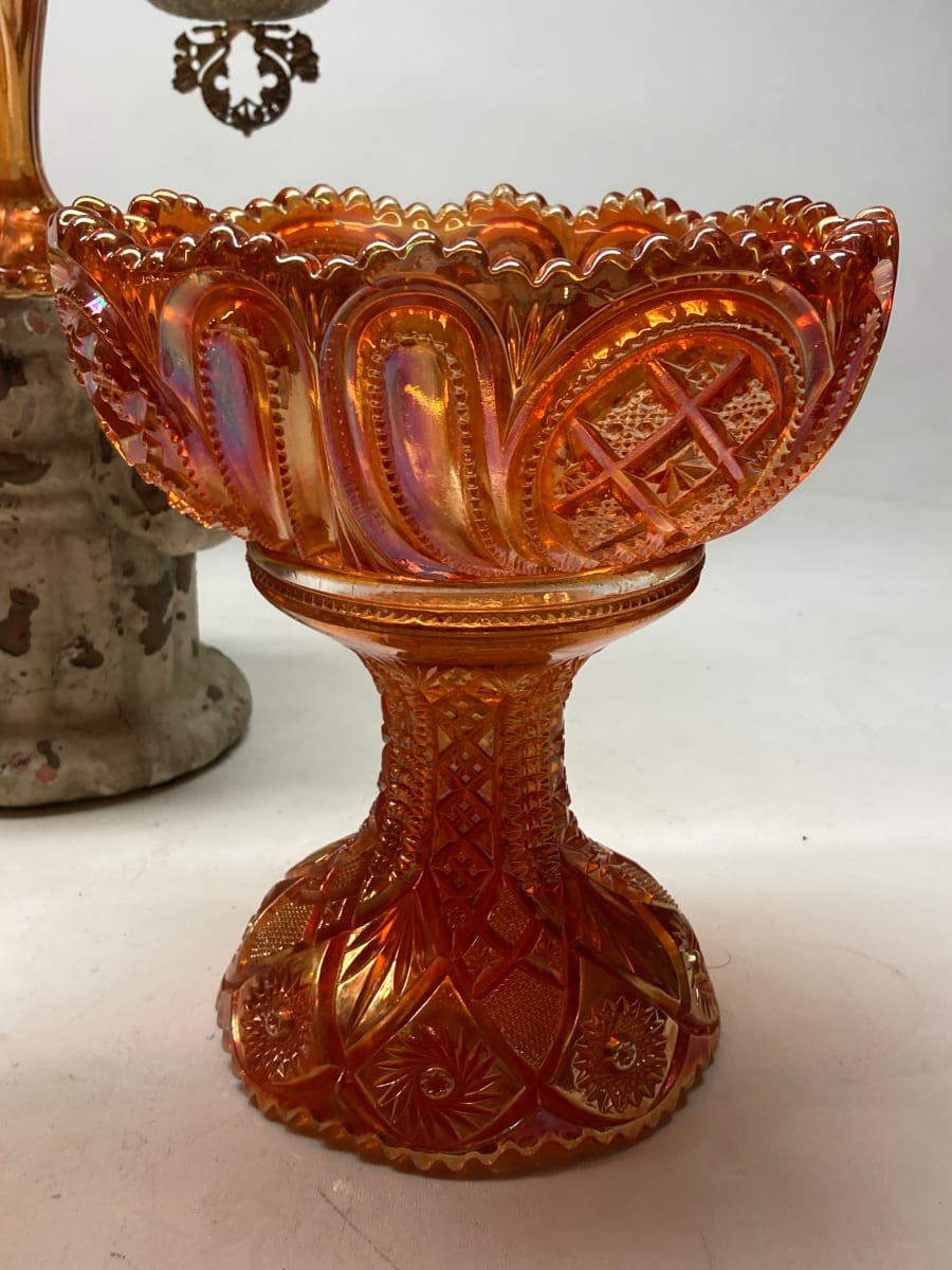 Carnival glass compote 
