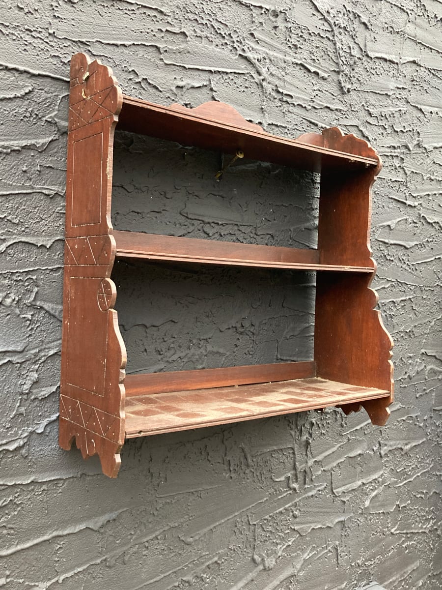 Victorian spoon carved wall shelf 