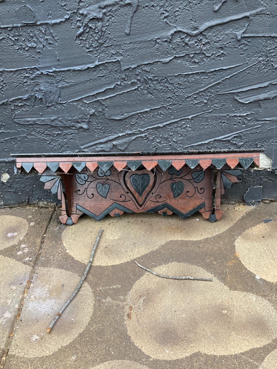 Victorian spoon carved wall shelf 