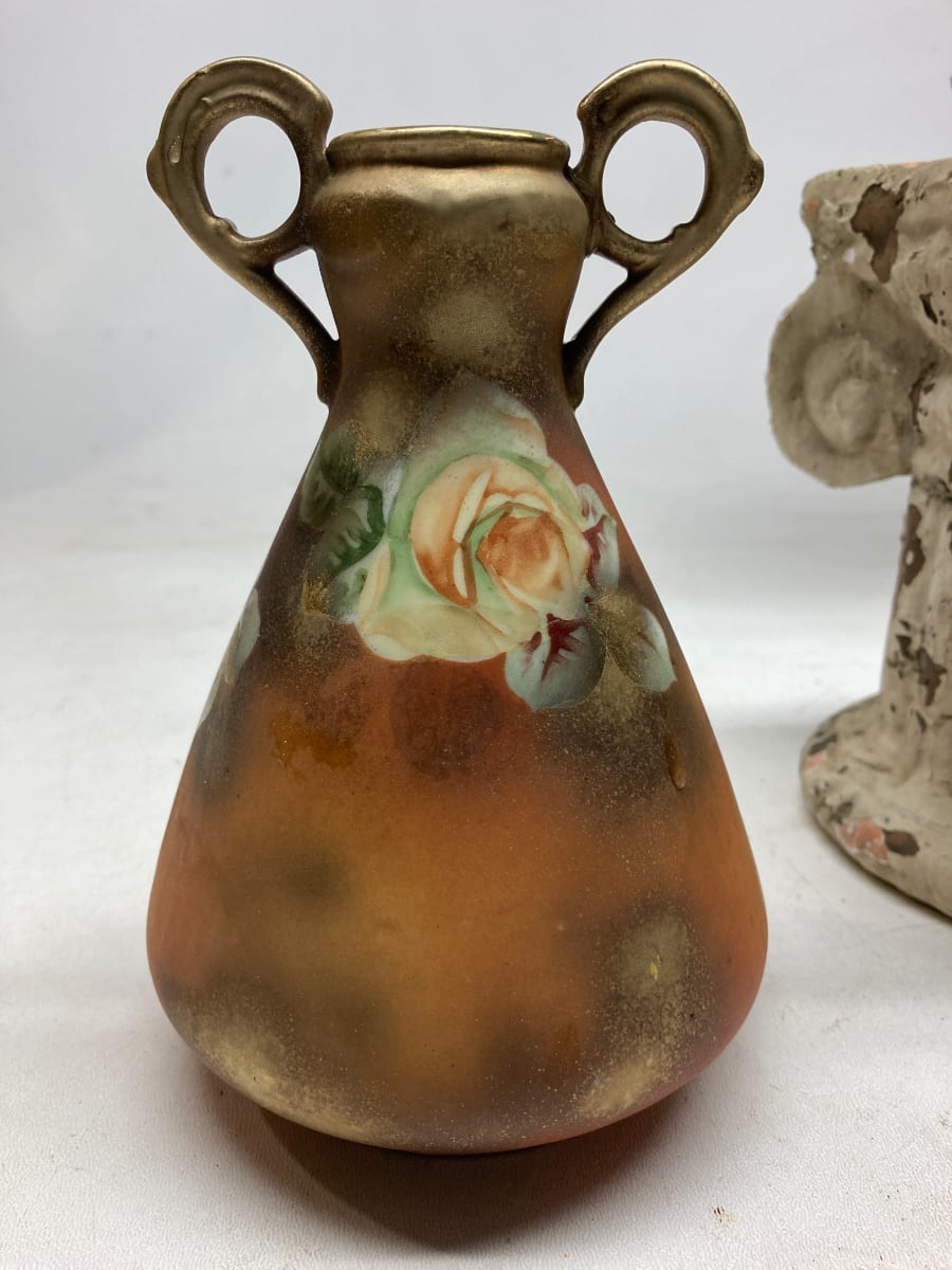 hand painted turn of the century floral vase 