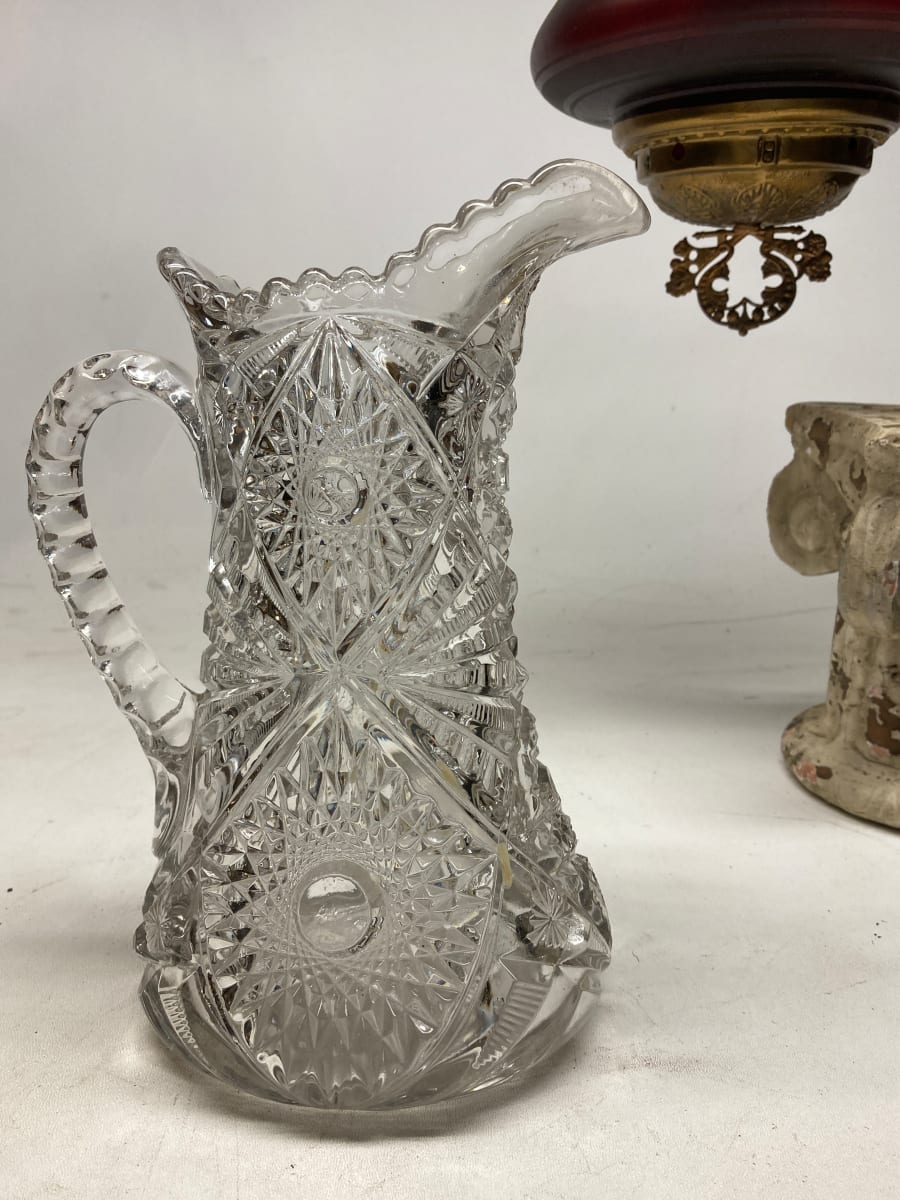 Large pattern glass pitcher 