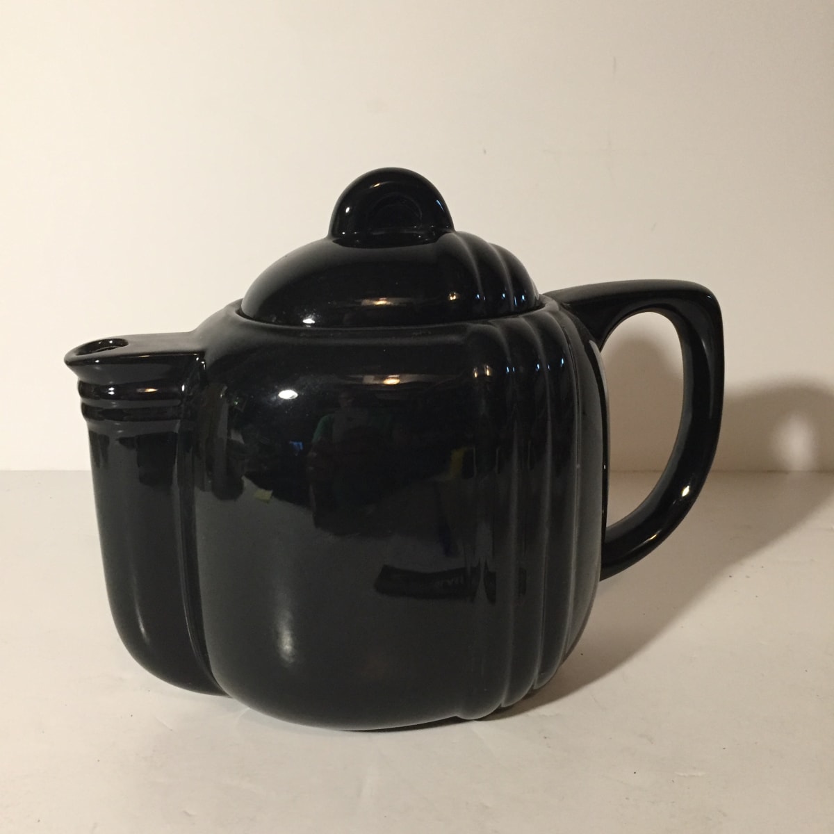 black art deco art pottery teapot, Image 1.