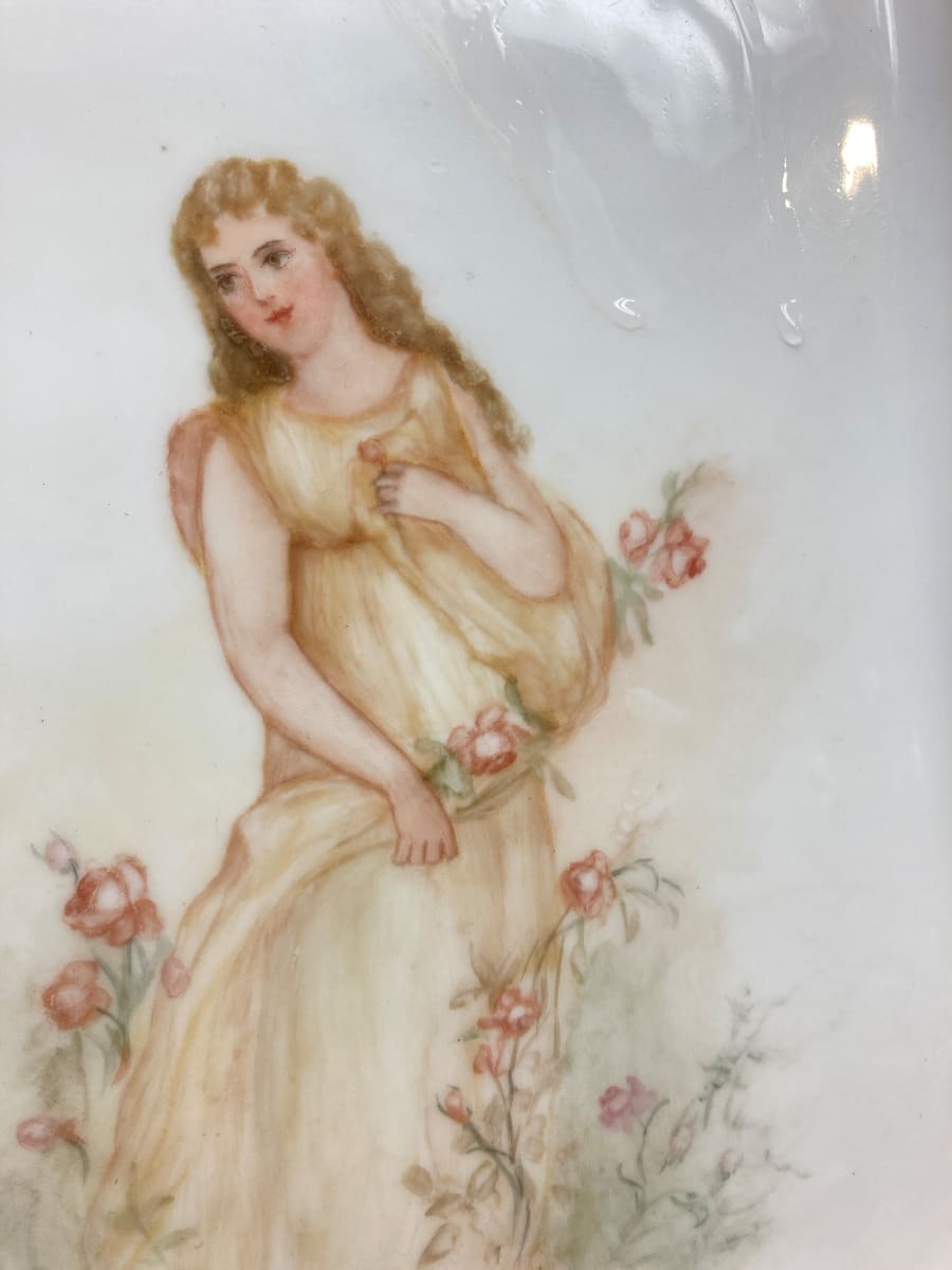 Hand painted Victorian porcelain lady plate, Image 2.