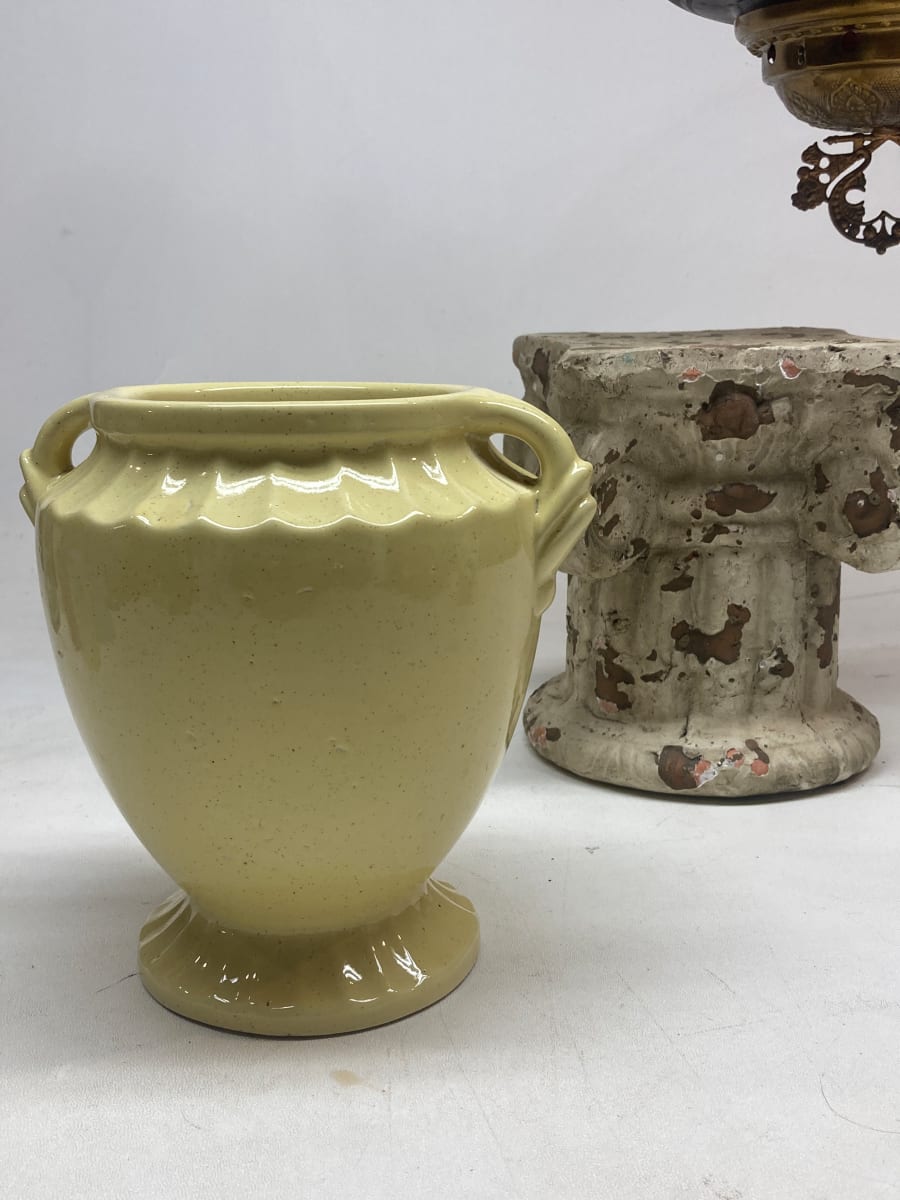 Yellow art pottery vase, Image 2.