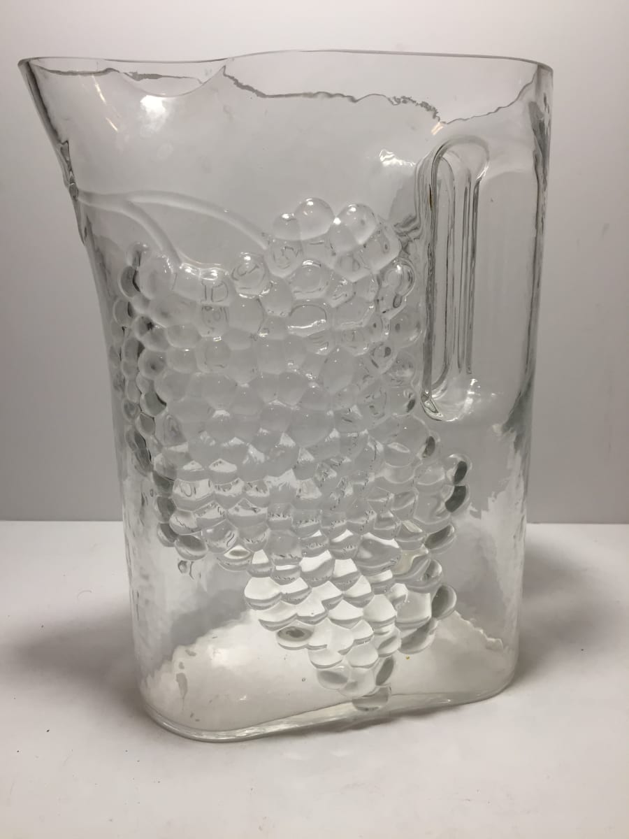 Clear art glass molded pitcher, Image 1.