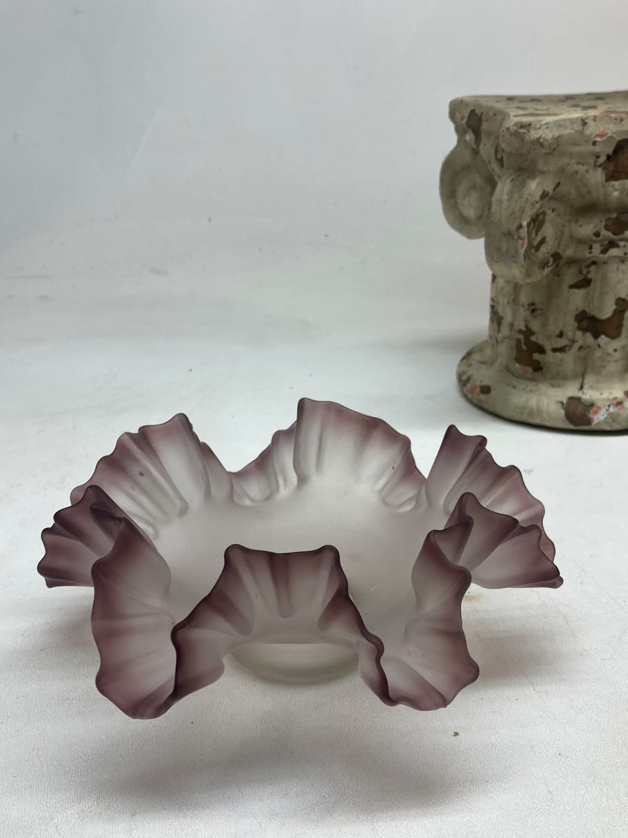 Frosted purple ripple edge bowl, Image 1.