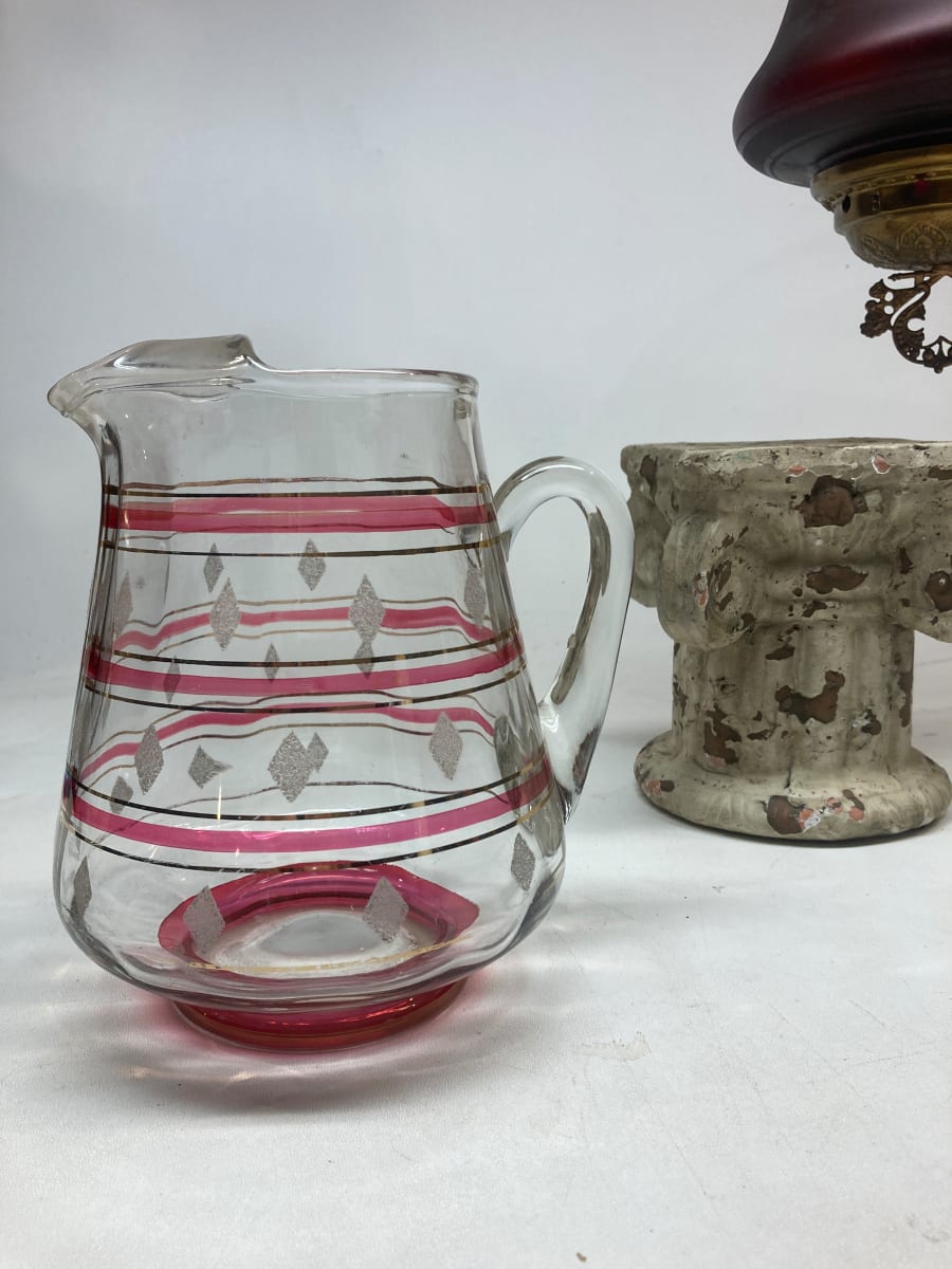 Early full sized glass photo with red and gold details 