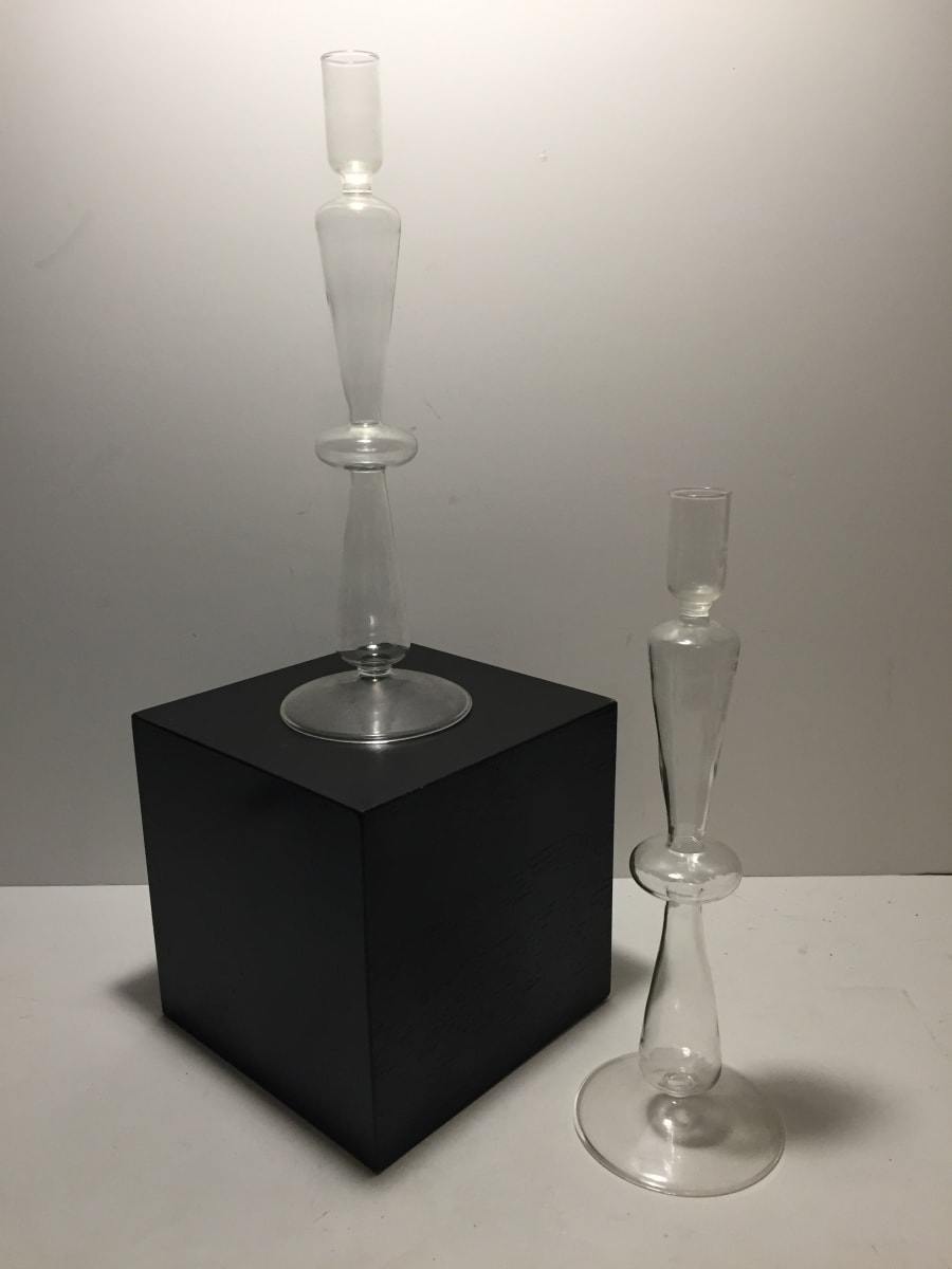 Pair of art glass clear vases 