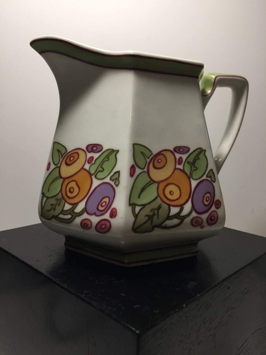 Hand decorated Myott pottery water pitcher, Image 4.