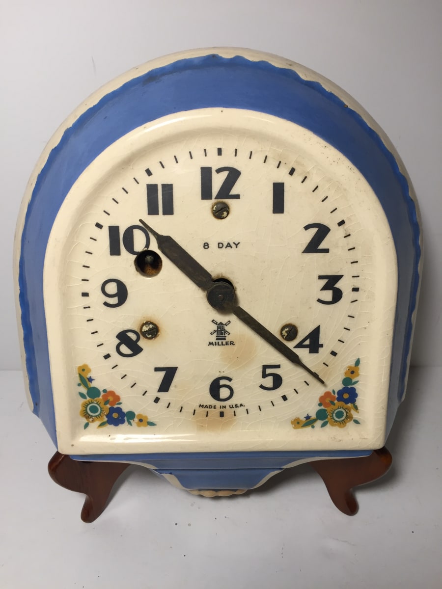 vintage ceramic decorated Miller kitchen wall clock, Image 2.