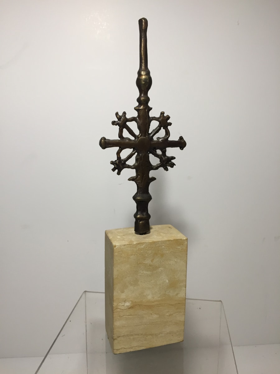 Original bronze and marble cross sculpture 