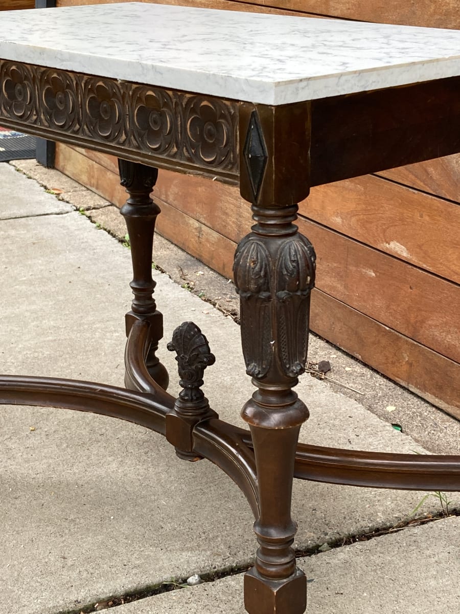 Carved marble top side table 