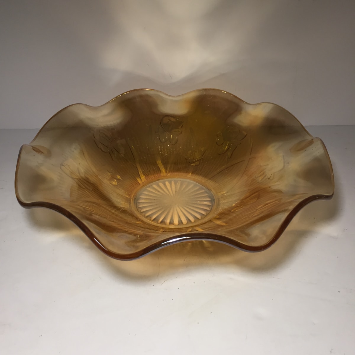 12" Iris carnival bowl, Image 2.