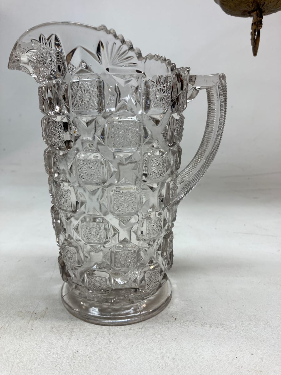 EAPG pressed clear glass pitcher, Image 2.