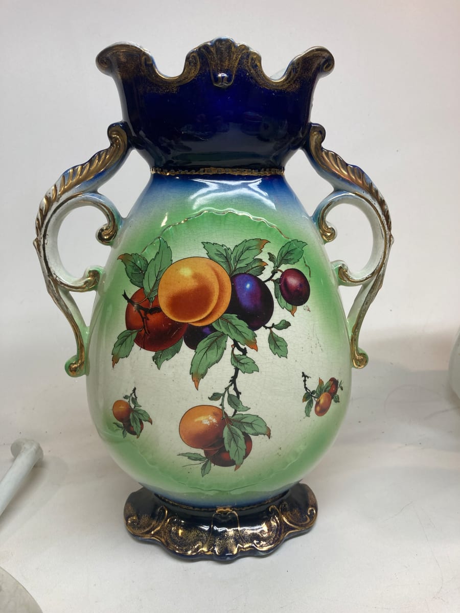 Handpainted Victorian large vases 