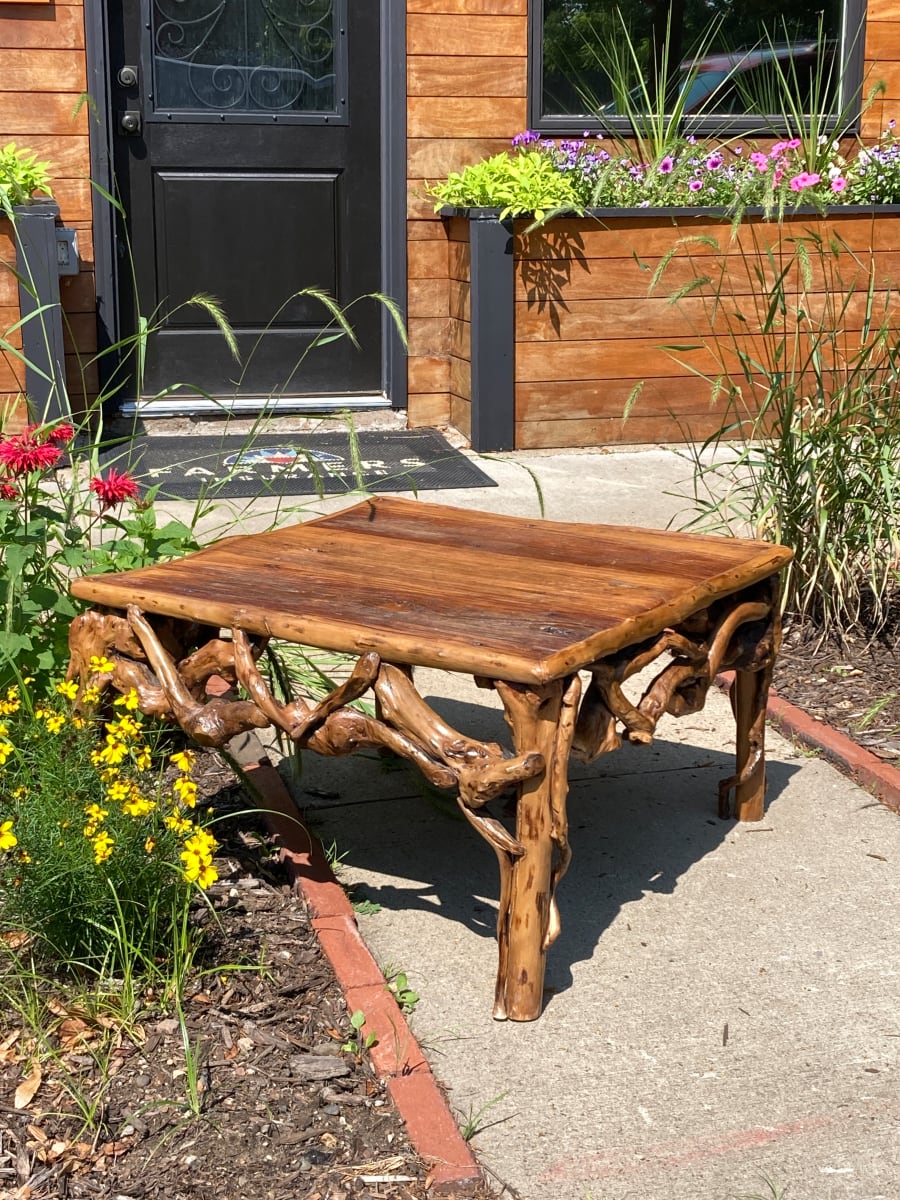 carved Japanese root table 