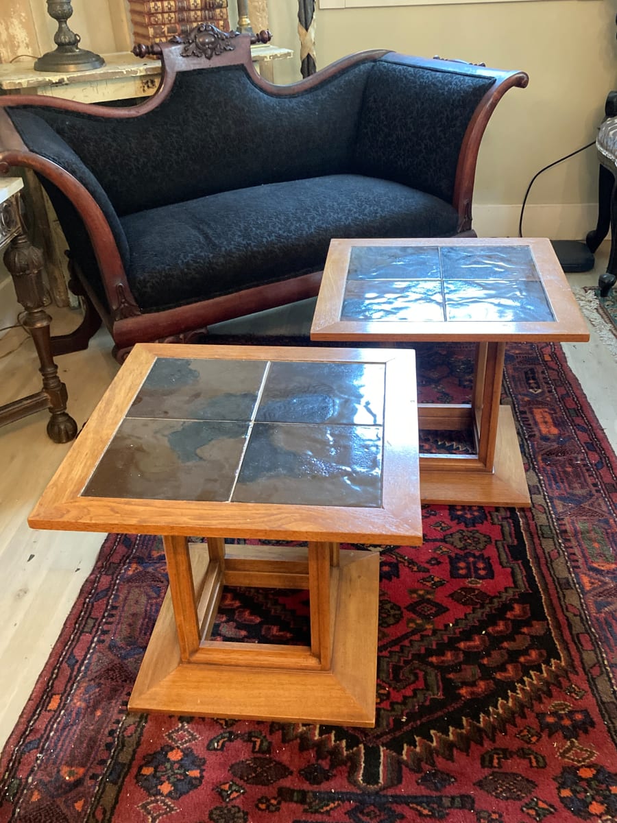 Pair of Drexel tile topped end table 