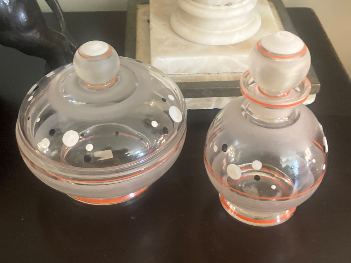 Art Deco 2 piece Czechoslovakian dresser set 