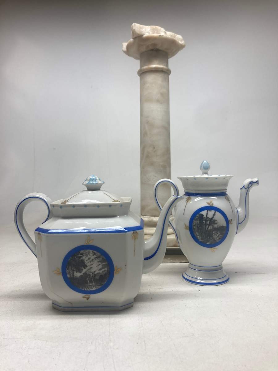 pair of Avenir Limoges porcelain pitchers 