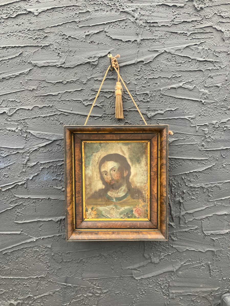 Framed RETABLO of Jesus on tin circa 18th century 