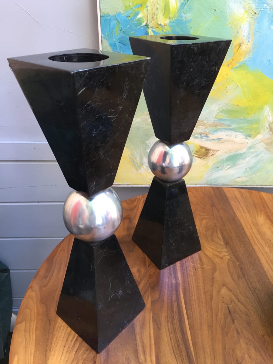 Pair of post modern candlesticks, Image 1.