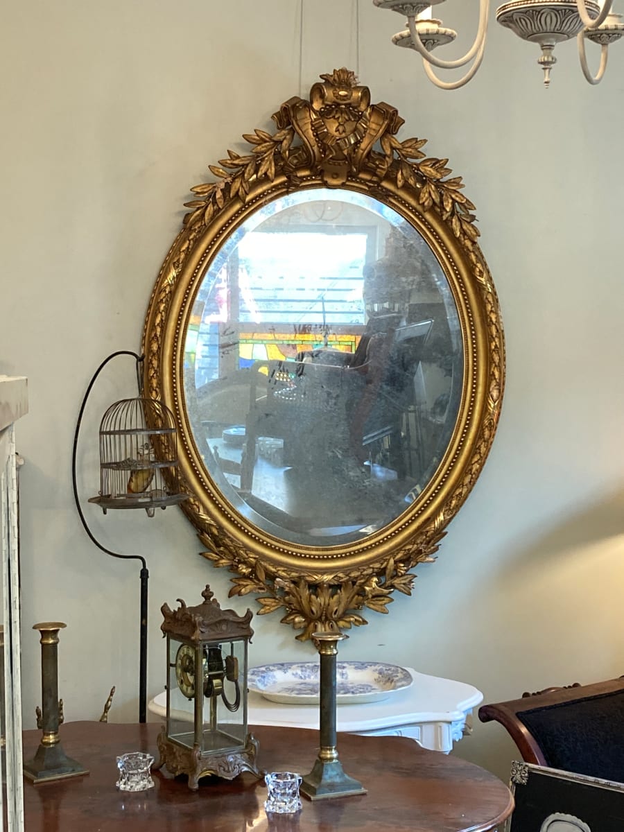 Carved oval period mirror 