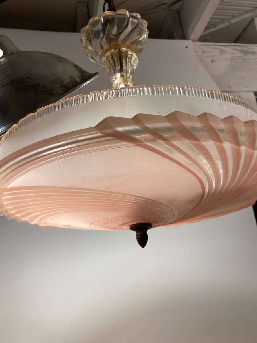 1930's pink ceiling light fixture 