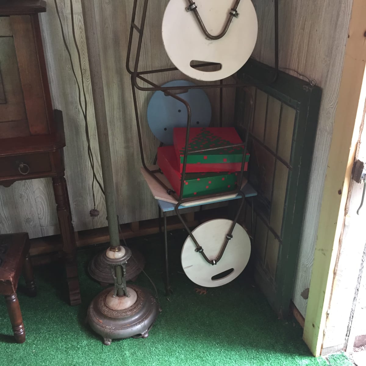 4 matching modern blue chairs, Image 1.