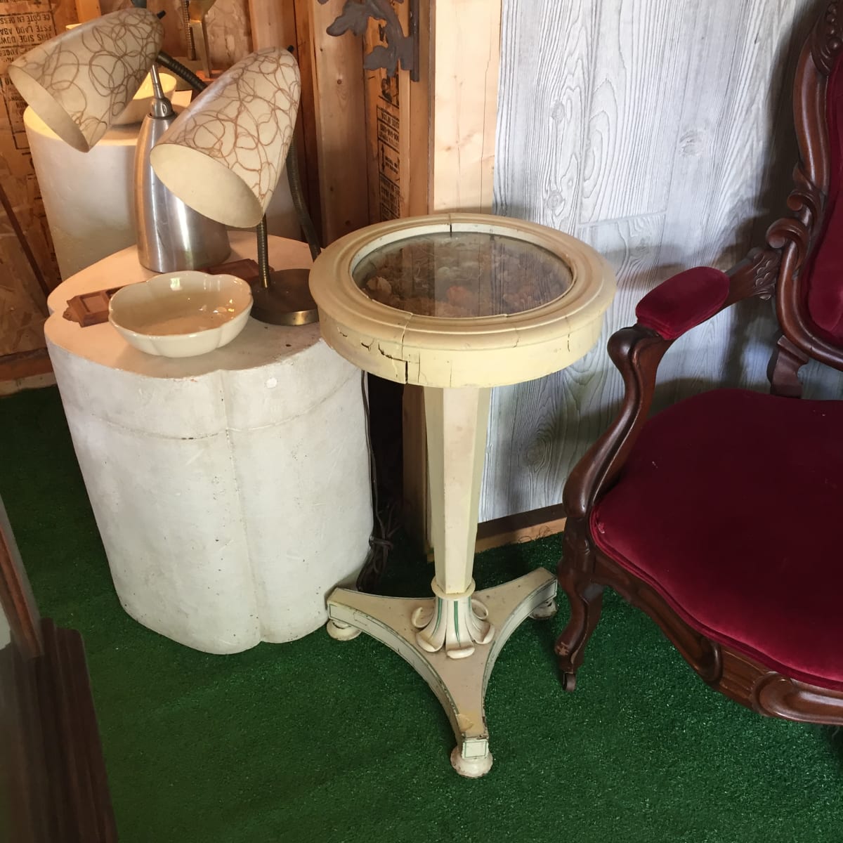 American Empire era painted accent vitrine table 