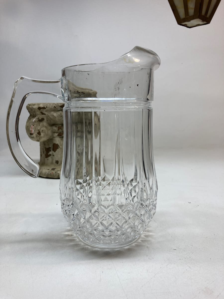 EAPG clear glass 2 quart water pitcher, Image 3.