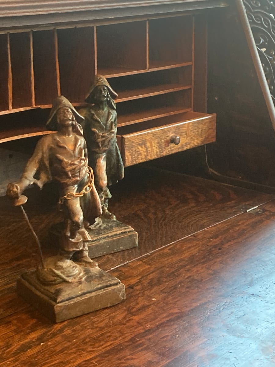 pair of bronze clad pirate bookends 