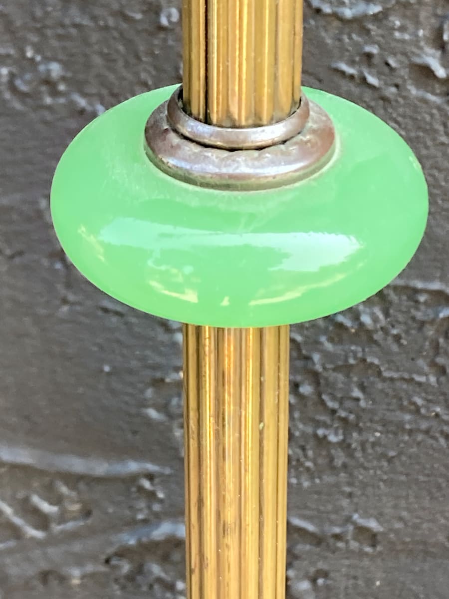 Art Deco bridge lamp with green accents 