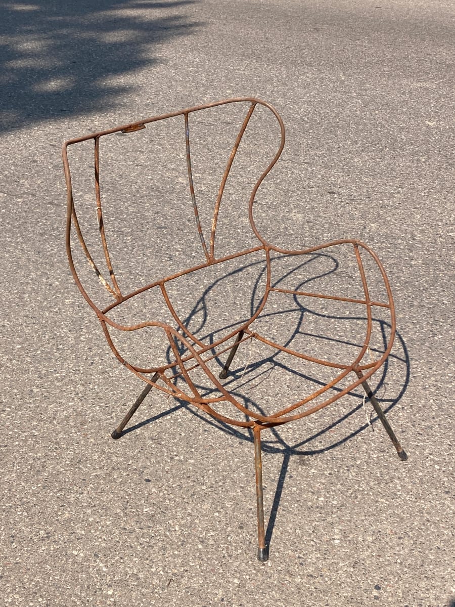 mid century modern iron chair frame 